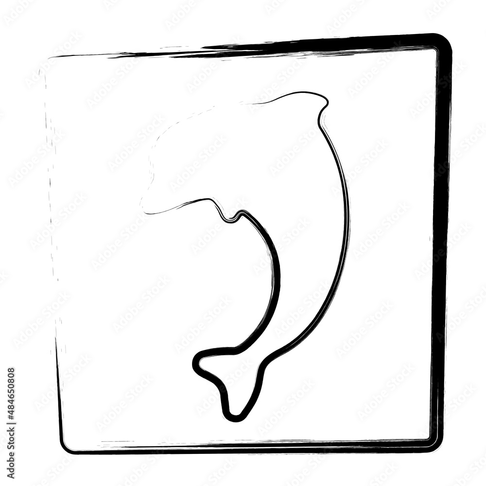 Dolphin icon. Brush frame. Vector illustration. Dolphin icon. Brush frame. Vector illustration.