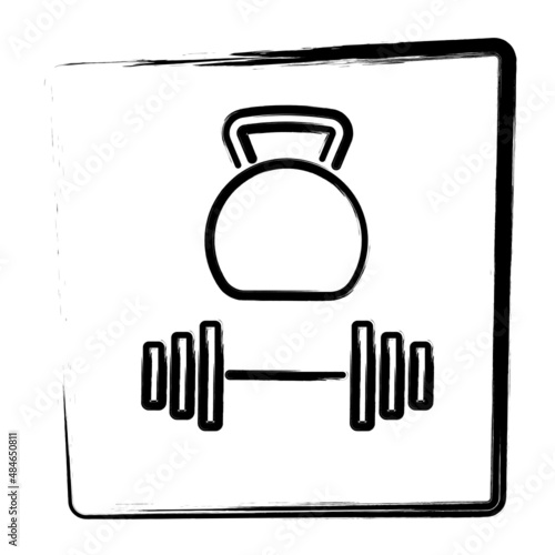 Dumbbell brush in a frame, vector illustration.