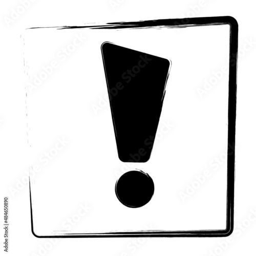 Exclamation mark brush in a frame, vector illustration.