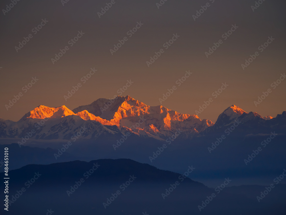 View of the majestic Kanchenjunga range from Chatakpur, Darjeeling, India