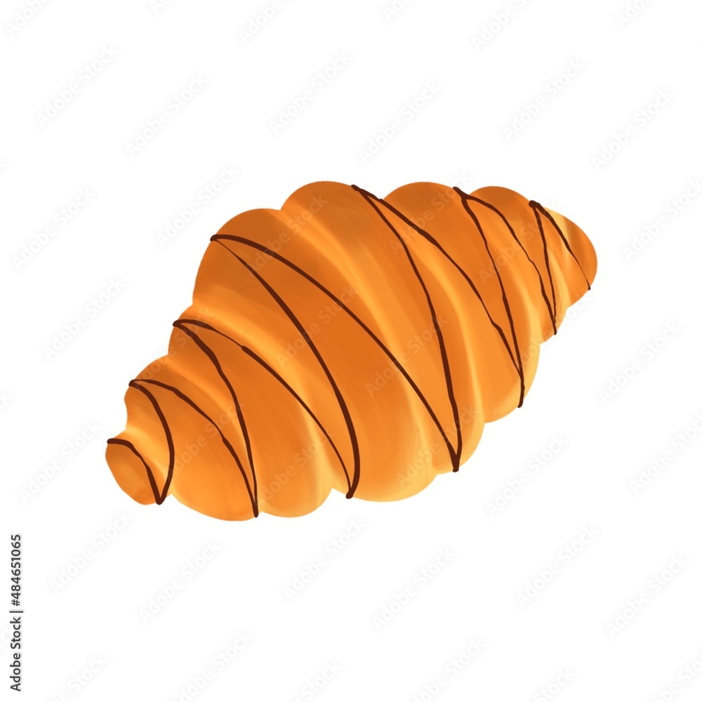 Croissant with chocolate topping hand drawn illustration Croissant with chocolate topping hand drawn illustration
