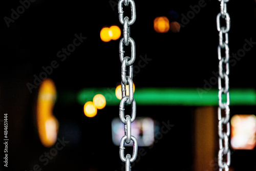 Decorative steel chain in the interior of a nightclub