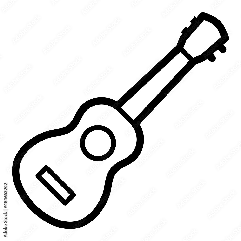Acoustic Guitar Flat Icon Isolated On White Background Acoustic Guitar Flat Icon Isolated On White Background