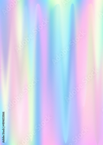 Hologram gradient background. Iridescent holo texture. Pearlescent unicorn vector backdrop.