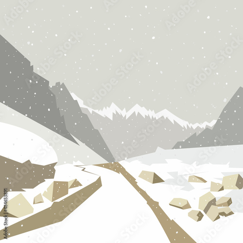 Winter mountain background, vector illustration