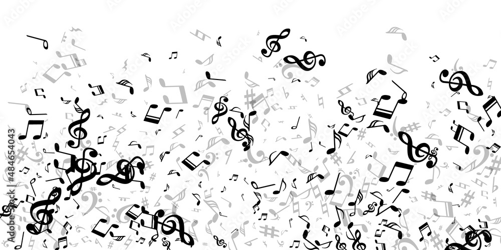 Music note symbols vector pattern. Song notation - obrazy, fototapety, plakaty 