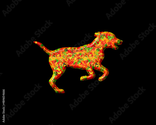 Dog Pet Running Emblem Sign  Jellybeans Yummy sweets Colorful jelly Icon Logo Symbol illustration