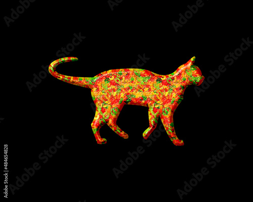 Cat Animal Emblem Sign  Jellybeans Yummy sweets Colorful jelly Icon Logo Symbol illustration