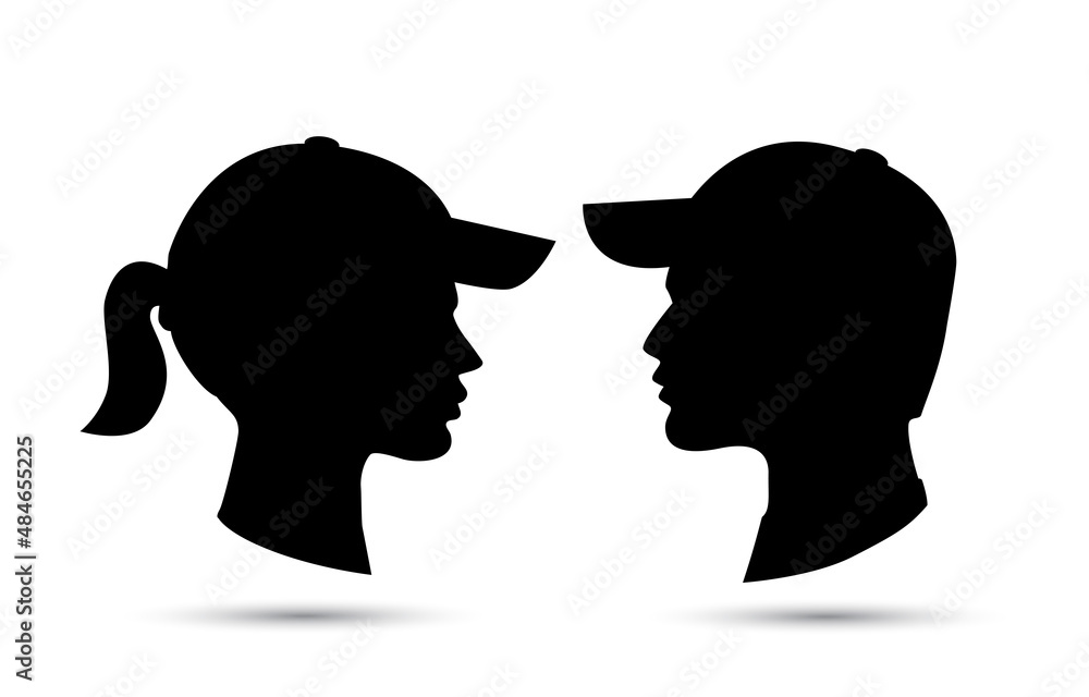 Man and woman wearing baseball cap vector Man and woman wearing baseball cap vector