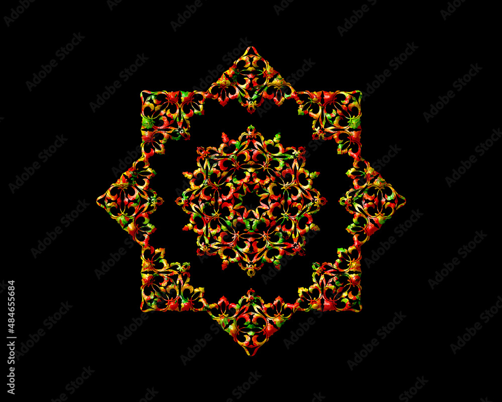Mandala flower, David star Emblem Sign, Jellybeans Yummy sweets Colorful jelly Icon Logo Symbol illustration