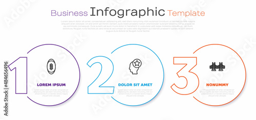 Set line American Football ball, USA Head and Golden gate bridge. Business infographic template. Vector