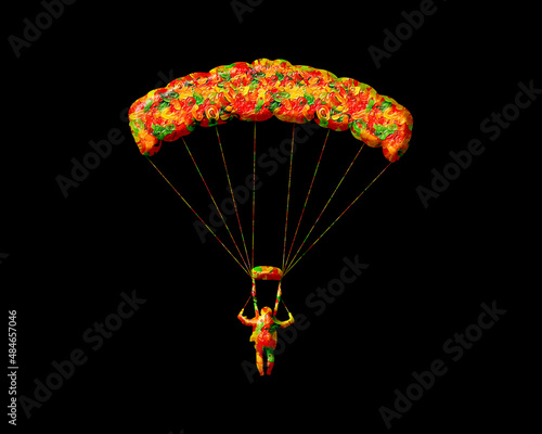 Parachute Skydiving Emblem Sign, Jellybeans Yummy sweets Colorful jelly Icon Logo Symbol illustration