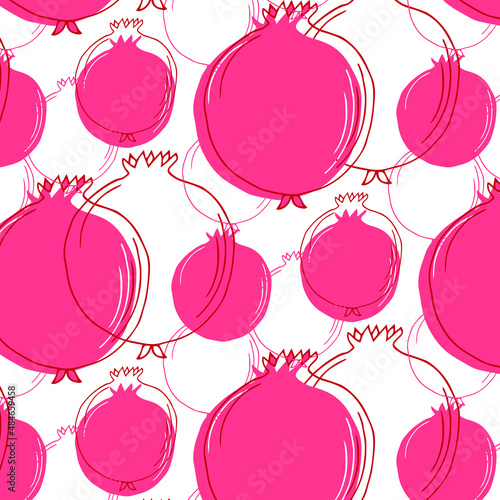 Seamless pattern with hand drawn garnet isolated on white background. Simple minimal print. Vector.