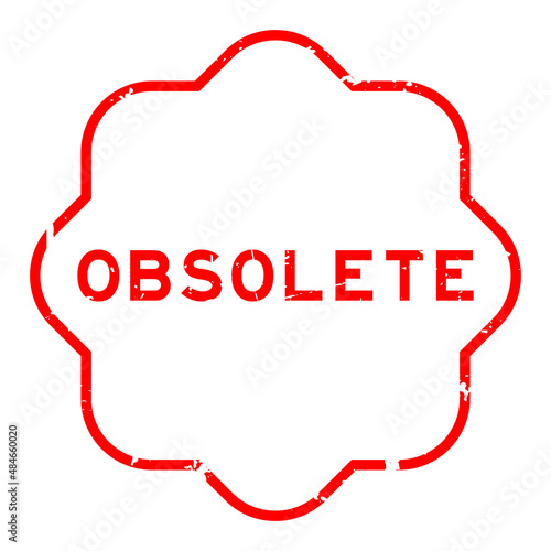 Grunge red obsolete word rubber seal stamp on white background
