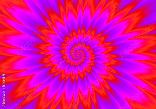 Scarlet flower. Red pulsing spirals. Optical illusion of movement.
