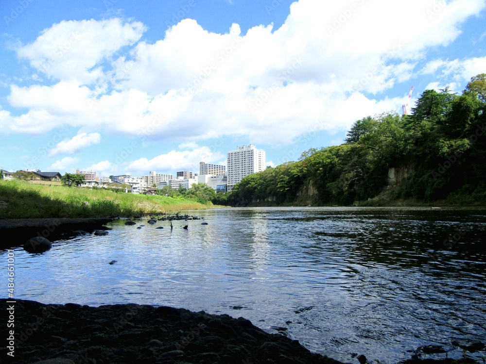 Hirose River, Sendai City Japan in October 2021. Hirose River, Sendai City Japan in October 2021.