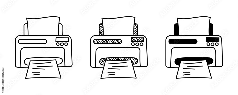 Set of hand drawn vector Printer in doodle cartoon style Stock Vector ...