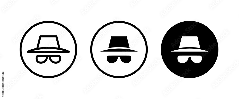 Avatar man in a hat icons , Secret service agent, Spy man icon Wanted button, vector, sign, symbol, logo, illustration, editable stroke, flat design style isolated on white Avatar man in a hat icons , Secret service agent, Spy man icon Wanted button, vector, sign, symbol, logo, illustration, editable stroke, flat design style isolated on white