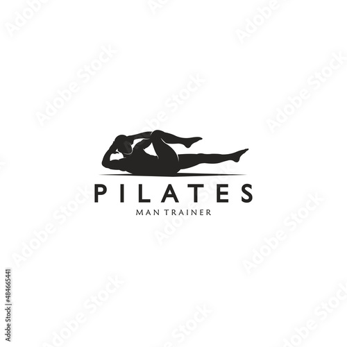Trainer Pilates Man Silhouette creative vector logo design