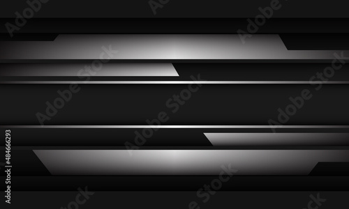 Abstract silver line cyber geometric on grey design modern technology futuristic background vector