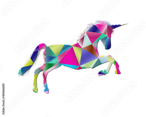 Unicorn horse Low Poly Multicolored Retro illustration