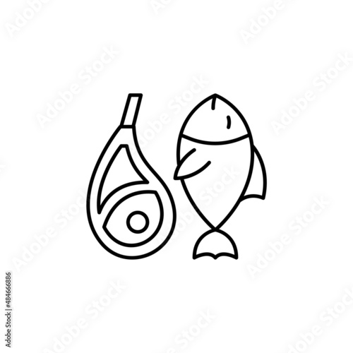 Fish, meat line vector icon. Diet outline vector icon fish, meat