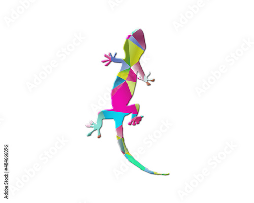 Lizard Gecko reptile Low Poly Multicolored Retro illustration
