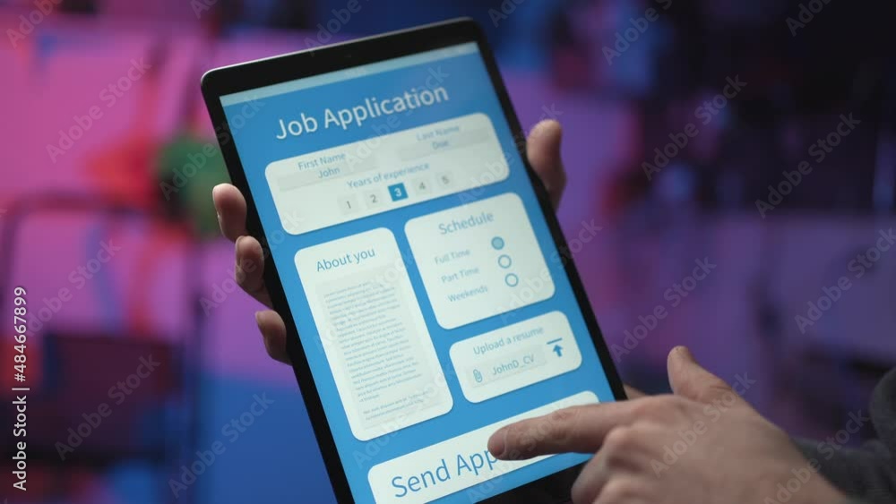 Sending Job Application Online on a Tablet Screen Sending Job Application Online on a Tablet Screen