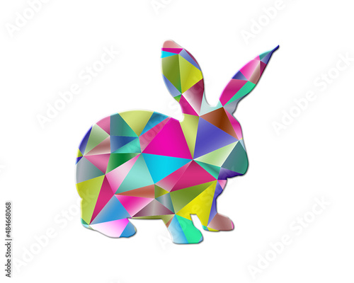 Rabbit bunny Easter Low Poly Multicolored Retro illustration