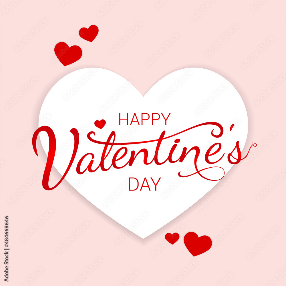 Valentines day text template red heart poster web banner pink background Valentines day text template red heart poster web banner pink background