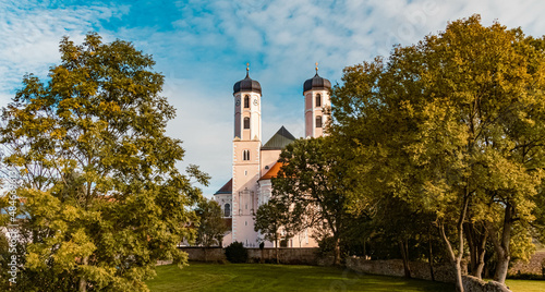 Beautiful autumn or indian summer view near the famous Oberalteich monastery, Bavaria, Germany