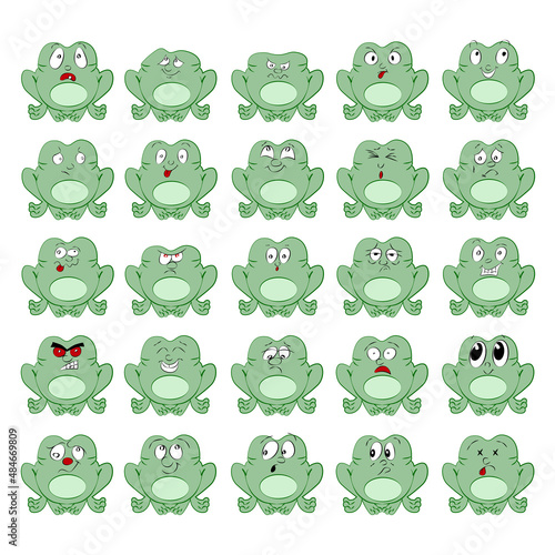 green frog. icon set. vector image