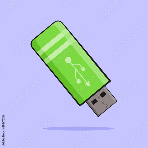 USB flash drive with background. Vector. Cartoon