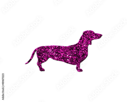 Dog Dachshund Pet Purple Glitter Icon Logo Symbol illustration 