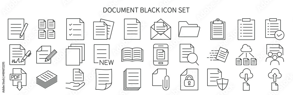 Document and clipboard icon set Document and clipboard icon set
