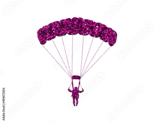 Parachute Skydiving Purple Glitter Icon Logo Symbol illustration 