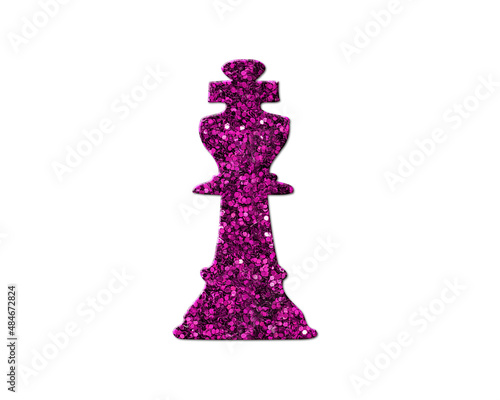 Chess King Purple Glitter Icon Logo Symbol illustration 