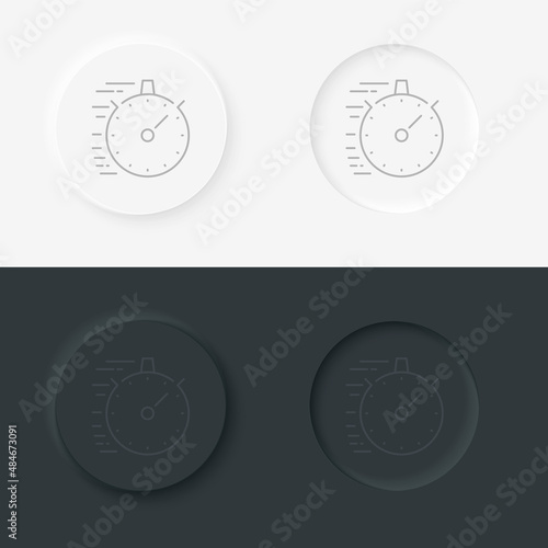 Multiporpuse guage black corcle Icon. Simple element time and timer speed neumorphic style vector icon