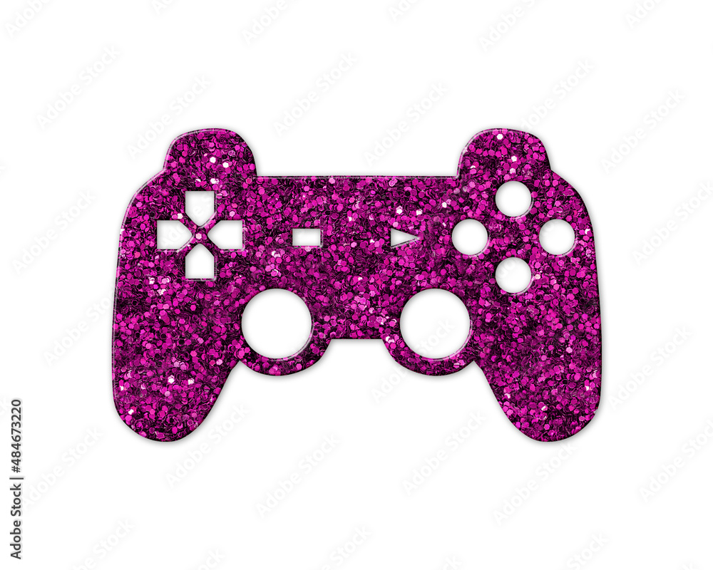 Video Game, Gamer Purple Glitter Icon Logo Symbol illustration
