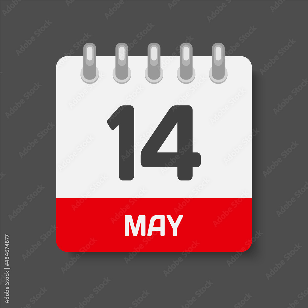 Icon day date 14 May, template calendar page Icon day date 14 May, template calendar page