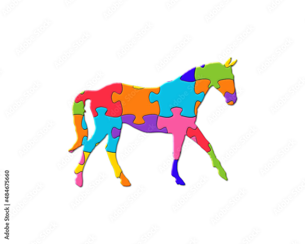 Horse Animal Jigsaw Autism Puzzle Icon Logo illustration