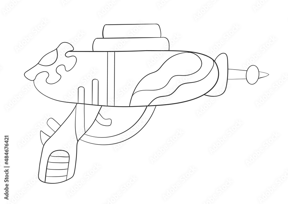 Blaster line icon. Laser blaster gun icon on white background. Futuristic space weapon. Cosmic army raygun equipment. Virtual reality shooting device vector illustration Blaster line icon. Laser blaster gun icon on white background. Futuristic space weapon. Cosmic army raygun equipment. Virtual reality shooting device vector illustration