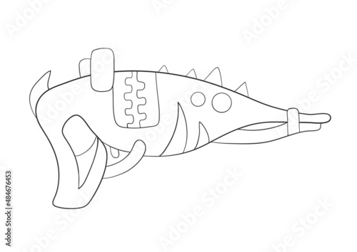 Blaster line icon. Laser blaster gun icon on white background. Futuristic space weapon. Cosmic army raygun equipment. Virtual reality shooting device vector illustration