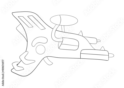 Blaster line icon. Laser blaster gun icon on white background. Futuristic space weapon. Cosmic army raygun equipment. Virtual reality shooting device vector illustration