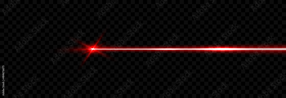 Vector laser beam PNG. Red laser beam on an isolated transparent background. Laser security system, protection. Red laser png. - obrazy, fototapety, plakaty 