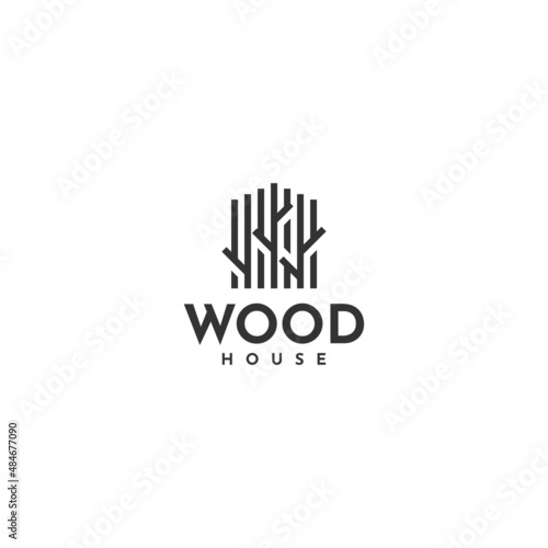 Wood house logo illustration template design