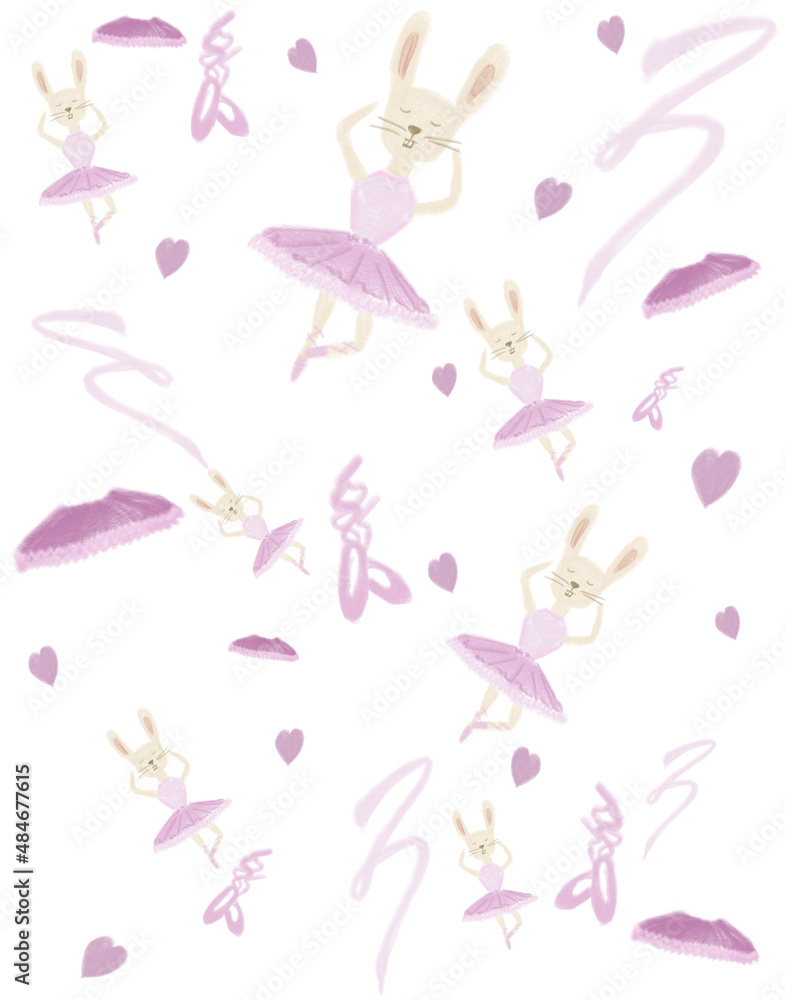 pattern with rabbits ballerina 