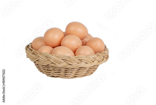 Wallpaper Mural chicken egg in the wood bucket isolated on white background Torontodigital.ca