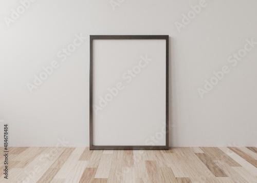 Blank photo frame for mockup in white room3D rendering