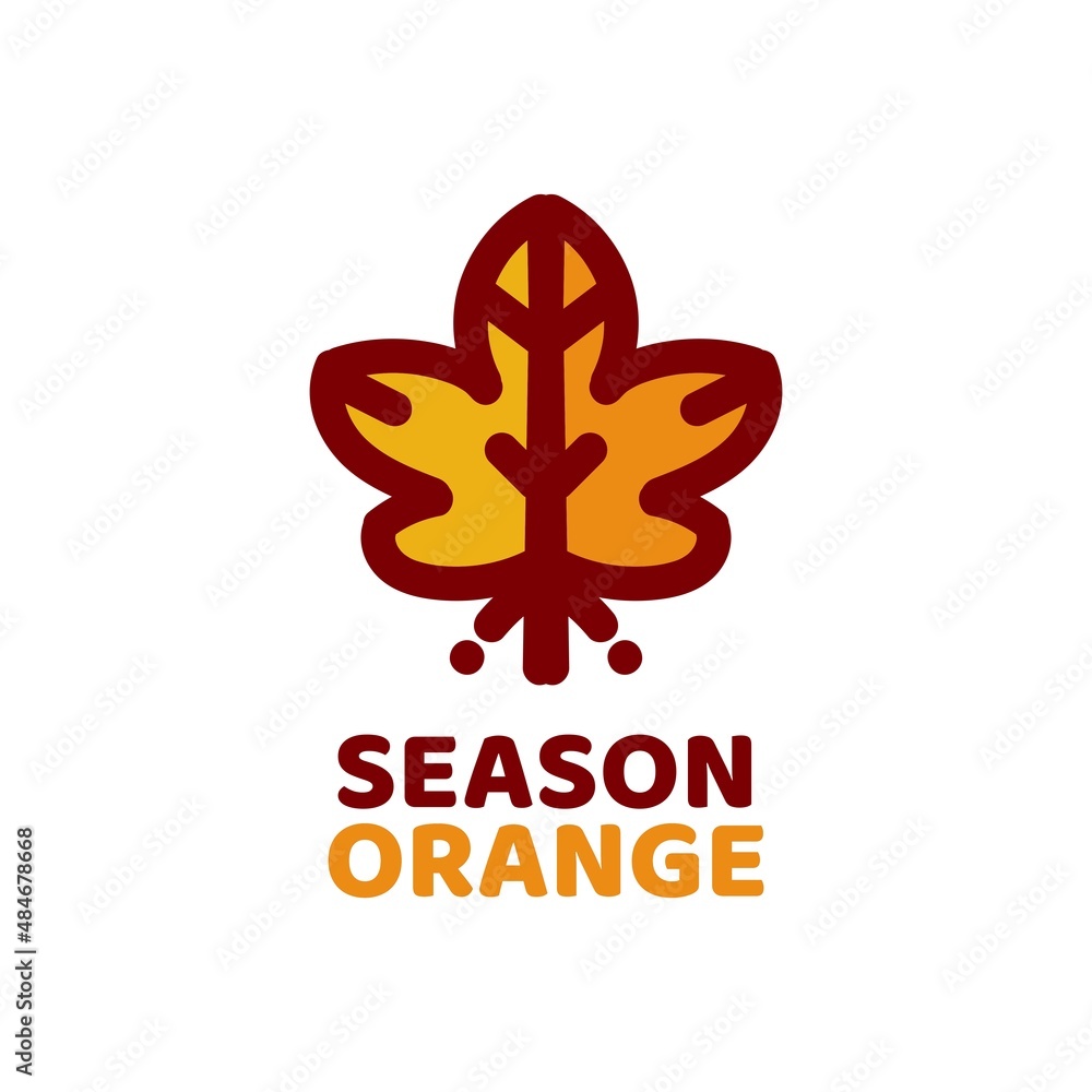 maple season orange leaf nature logo concept design illustration